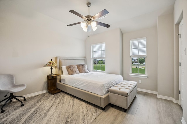 4871 Lockwood Dr, Prosper, TX 75078 - bedroom featuring wood finished floors, ceiling fan, and vaulted ceiling