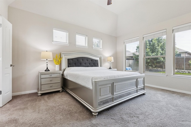 824 Water Garden Cir, Little Elm, TX 75068 - bedroom featuring carpet floors, ceiling fan, and lofted ceiling