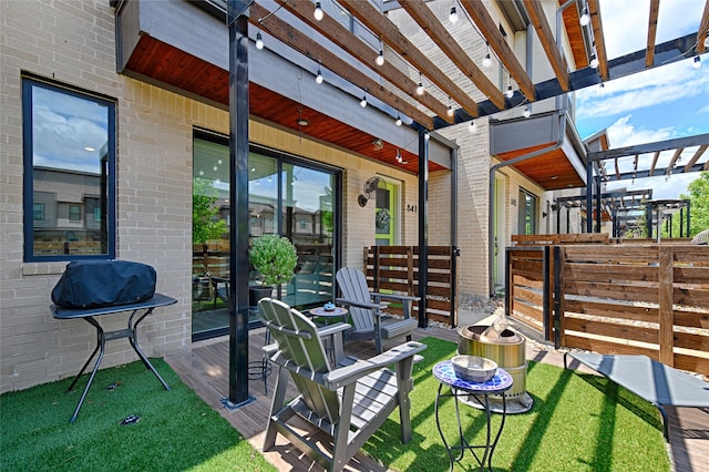 841 Emerling Dr, Mckinney, TX 75069 - view of patio with a fire pit and a pergola