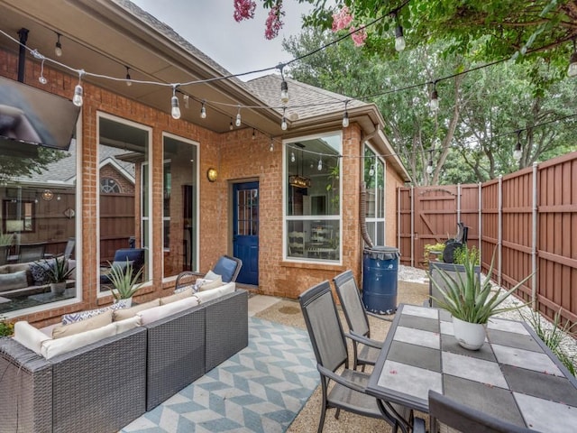 1676 Castle Pines Dr, Frisco, TX 75036 - view of patio / terrace with an outdoor living space and outdoor dining space