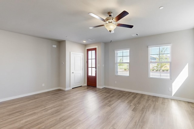 1804 Summer Aura, Mesquite, TX 75181 - empty room with baseboards, light wood-type flooring, ceiling fan, and recessed lighting
