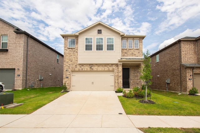 820 Portina Dr, Anna, TX 75409 - traditional home featuring brick siding, a garage, a front lawn, and driveway