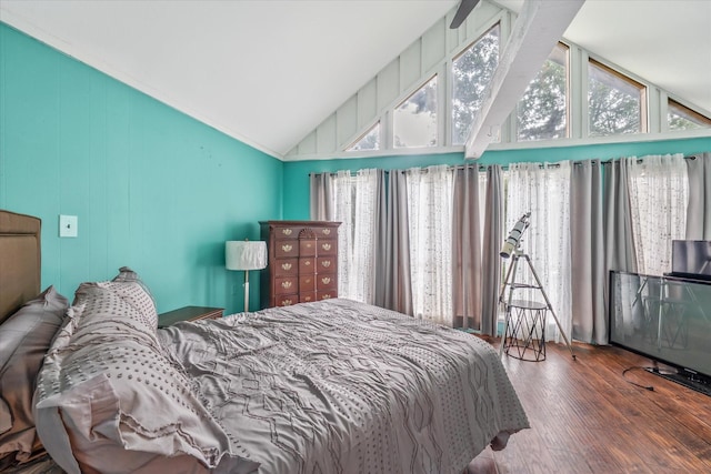 107 Oak Acres Dr W, Malakoff, TX 75148 - bedroom with multiple windows, hardwood / wood-style flooring, and high vaulted ceiling