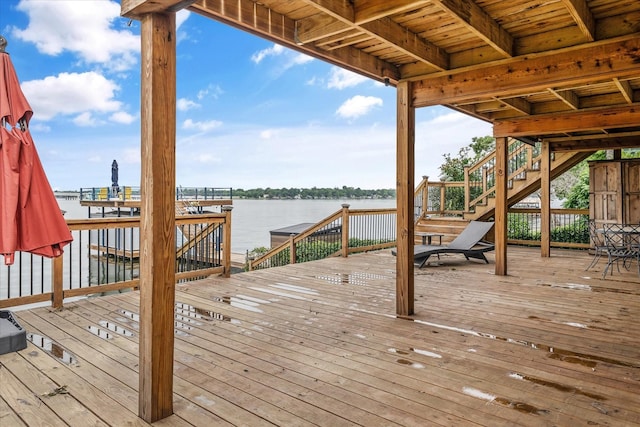 107 Oak Acres Dr W, Malakoff, TX 75148 - deck featuring stairs and a water view