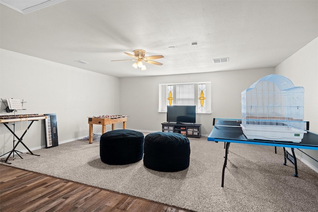 13340 Willow Springs Rd, Haslet, TX 76052 - game room featuring wood finished floors, ceiling fan, and baseboards