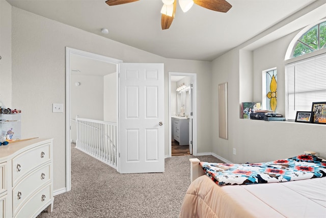 13340 Willow Springs Rd, Haslet, TX 76052 - bedroom with carpet floors, connected bathroom, a ceiling fan, and baseboards