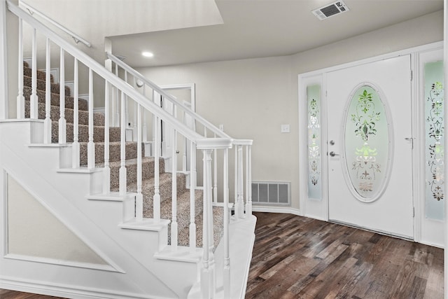 13340 Willow Springs Rd, Haslet, TX 76052 - entryway with wood finished floors, stairway, and recessed lighting