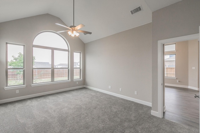 2033 Barbette St, Fort Worth, TX 76008 - carpeted empty room with lofted ceiling, a ceiling fan, healthy amount of natural light, and baseboards