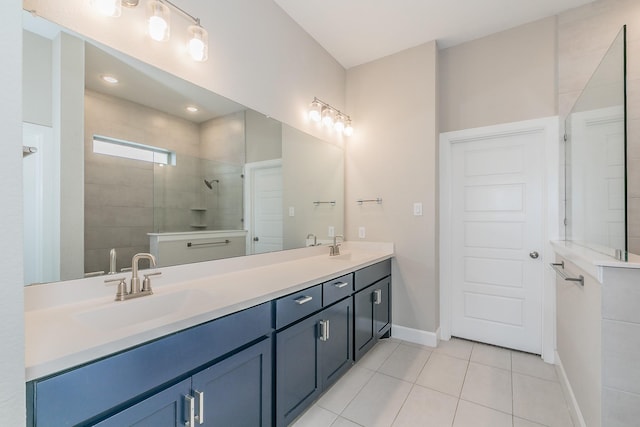2033 Barbette St, Fort Worth, TX 76008 - full bath with double vanity, tile patterned floors, a walk in shower, and baseboards