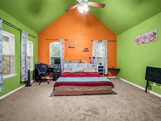 5605 Cojimar Dr, Mckinney, TX 75070 - bedroom featuring a desk, carpet flooring, multiple windows, and high vaulted ceiling