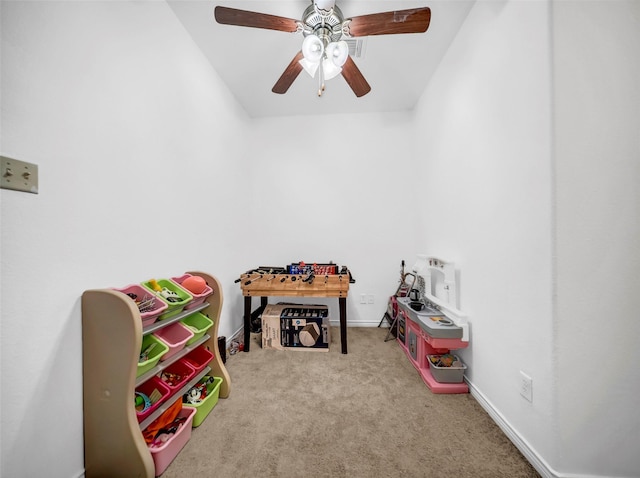 5605 Cojimar Dr, Mckinney, TX 75070 - playroom featuring ceiling fan and carpet flooring