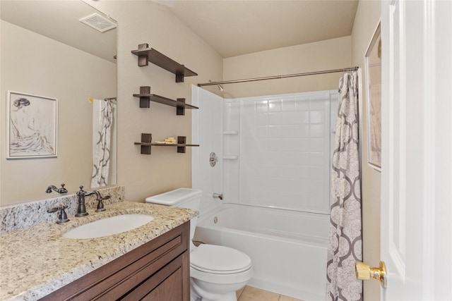 4425 Maple Shade Ave, Sachse, TX 75048 - full bath featuring toilet, vanity, shower / tub combo, and tile patterned floors