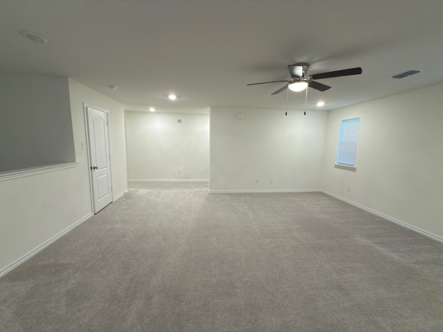3681 Keechi Creek Dr, Celina, TX 75078 - unfurnished room featuring ceiling fan, baseboards, light carpet, and recessed lighting
