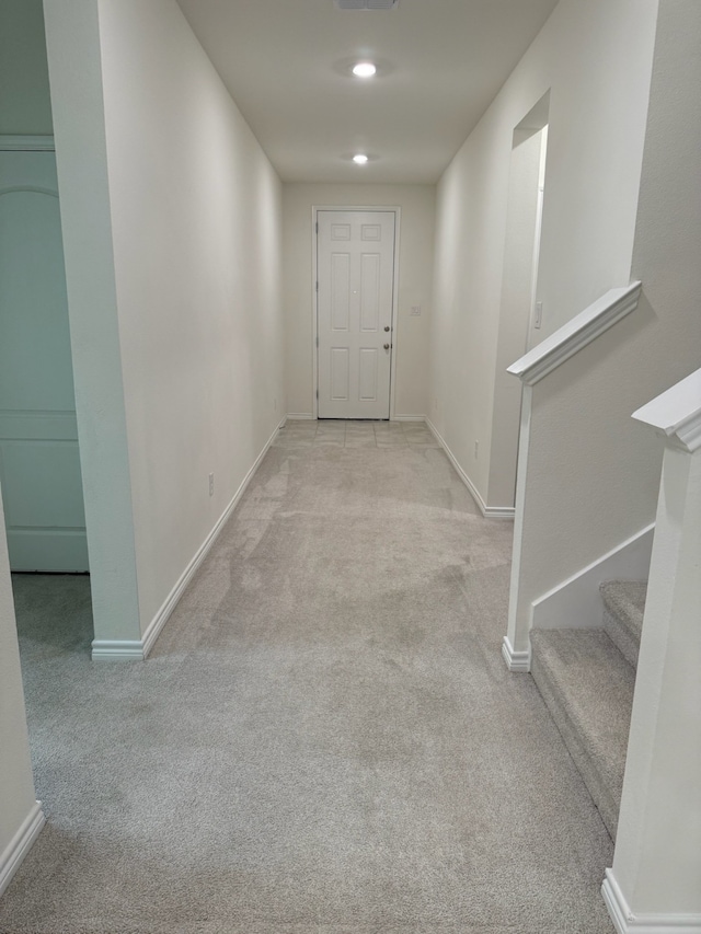 3681 Keechi Creek Dr, Celina, TX 75078 - corridor with carpet flooring, baseboards, and stairway