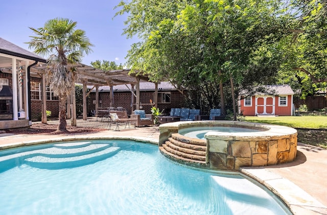 720 Aqua Vista Dr, Granbury, TX 76049 - view of swimming pool with a pergola, a patio area, and a pool with connected hot tub