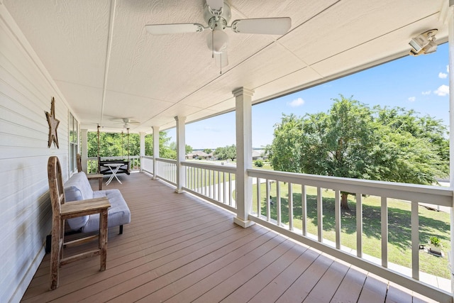 720 Aqua Vista Dr, Granbury, TX 76049 - wooden porch with ceiling fan