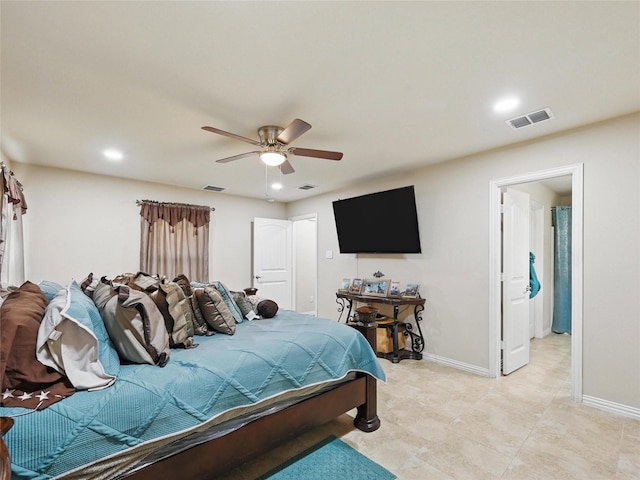 14235 Greenhaw Ln, Dallas, TX 75253 - bedroom with ceiling fan, baseboards, and recessed lighting