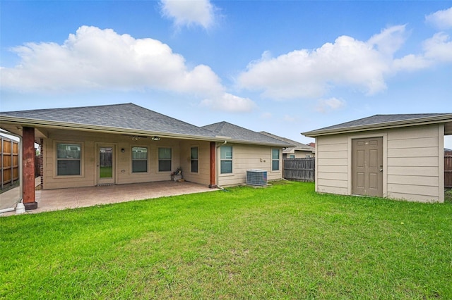 14235 Greenhaw Ln, Dallas, TX 75253 - rear view of house with central AC, a patio, and roof with shingles