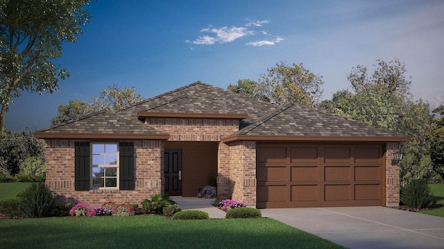 4212 Subtle Creek Ln, Fort Worth, TX 76036 - view of front of property featuring brick siding, a garage, concrete driveway, and a front lawn
