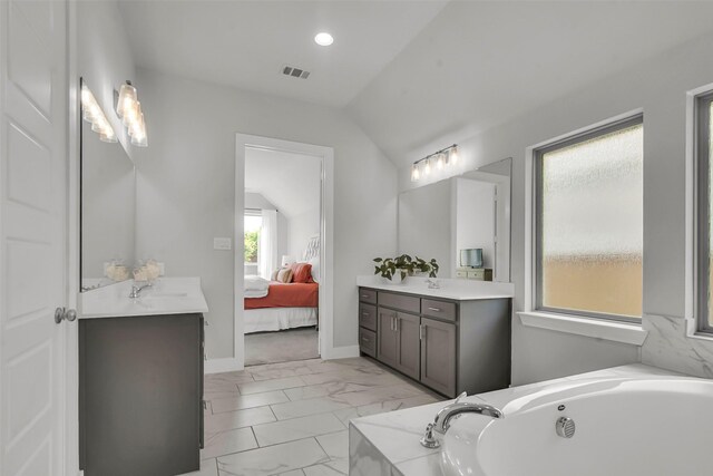 1728 Cannon St, Van Alstyne, TX 75495 - kitchen with appliances with stainless steel finishes, light countertops, a sink, tasteful backsplash, and lofted ceiling
