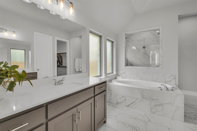 1728 Cannon St, Van Alstyne, TX 75495 - kitchen with appliances with stainless steel finishes, light countertops, a sink, tasteful backsplash, and lofted ceiling