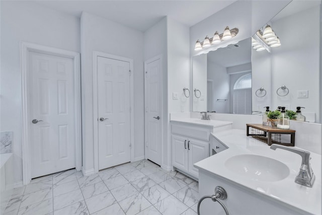 566 Long Meadow Dr, Haslet, TX 76052 - full bath featuring marble finish floors and vanity