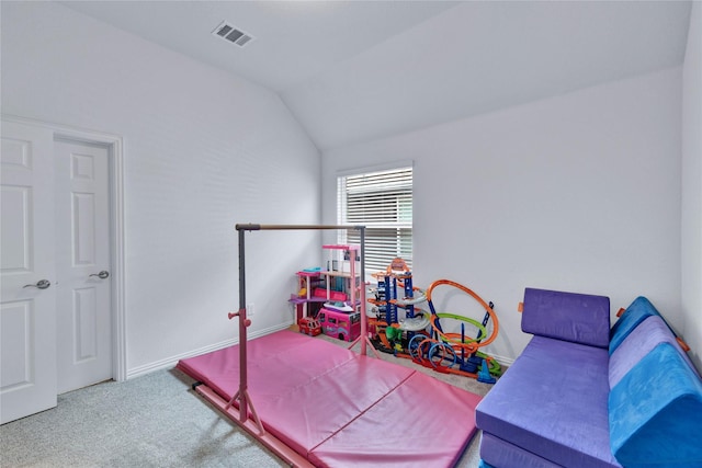 566 Long Meadow Dr, Haslet, TX 76052 - game room featuring vaulted ceiling and carpet