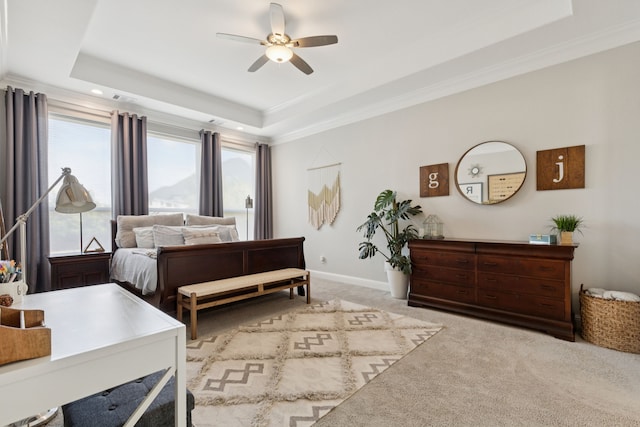 925 Glen Lake Dr, Southlake, TX 76092 - bedroom with a tray ceiling, carpet floors, crown molding, a ceiling fan, and recessed lighting