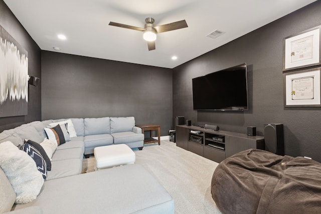 925 Glen Lake Dr, Southlake, TX 76092 - living area featuring carpet, ceiling fan, and recessed lighting