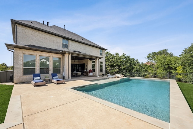 925 Glen Lake Dr, Southlake, TX 76092 - view of swimming pool with a patio, a fenced backyard, and a ceiling fan