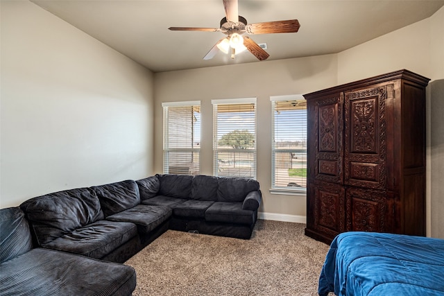 2355 Grindstone Rd, Millsap, TX 76066 - bedroom with carpet, a ceiling fan, and baseboards