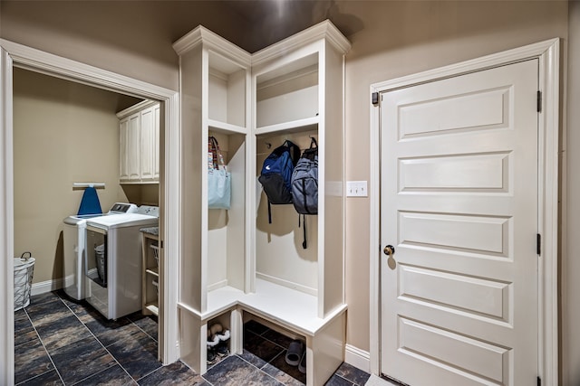 2355 Grindstone Rd, Millsap, TX 76066 - mudroom with washing machine and dryer and baseboards