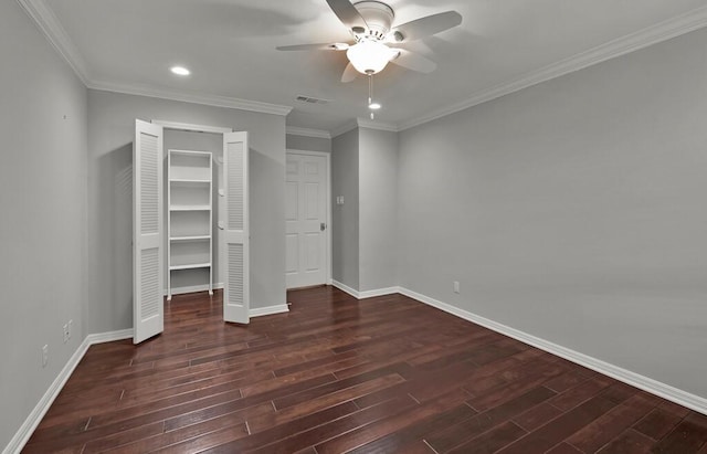 3009 Chimney Hill Dr, Waco, TX 76708 - unfurnished bedroom with wood finished floors, baseboards, recessed lighting, ornamental molding, and a closet