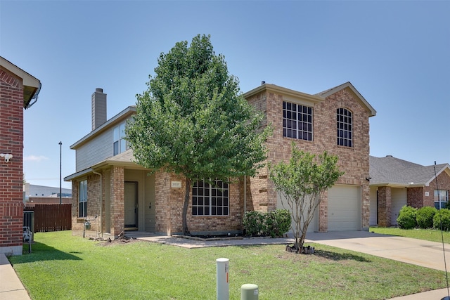 3037 Elmbrook Dr, Grand Prairie, TX 75052 - traditional-style house with concrete driveway, an attached garage, and brick siding