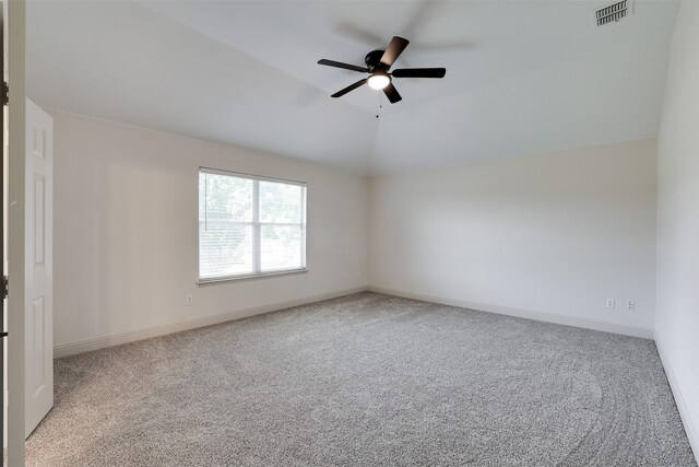 3037 Elmbrook Dr, Grand Prairie, TX 75052 - carpeted empty room with lofted ceiling, a ceiling fan, and baseboards