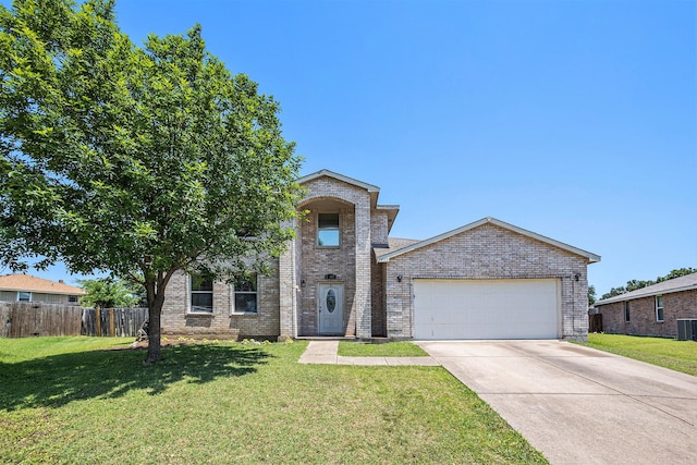 1400 Sunflower Ct, Burleson, TX 76028 - view of front of property featuring a garage, concrete driveway, brick siding, and cooling unit