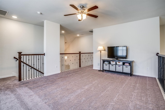 1137 Olympic Dr, Celina, TX 75009 - living room featuring a ceiling fan, carpet floors, baseboards, and recessed lighting
