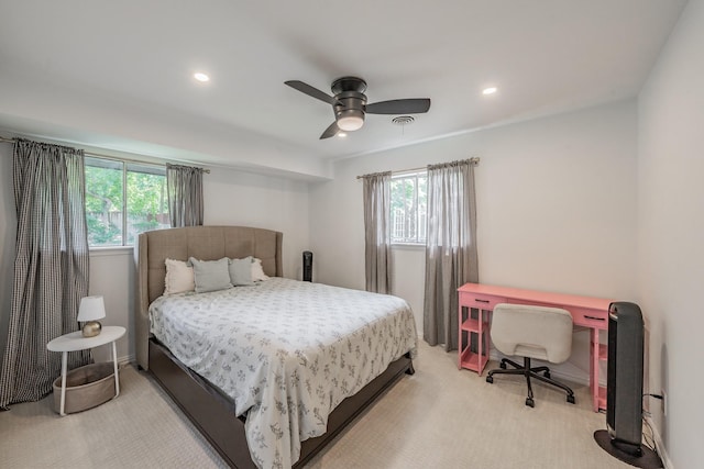 6812 Cumberland Rd, Fort Worth, TX 76116 - bedroom featuring multiple windows, carpet flooring, recessed lighting, and ceiling fan