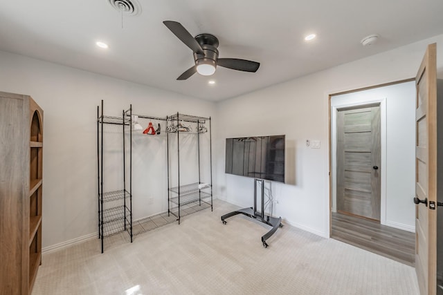 6812 Cumberland Rd, Fort Worth, TX 76116 - unfurnished bedroom featuring baseboards, carpet flooring, recessed lighting, and a ceiling fan