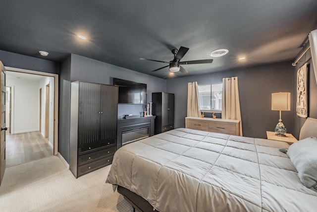 6812 Cumberland Rd, Fort Worth, TX 76116 - bedroom with recessed lighting, a ceiling fan, and light carpet