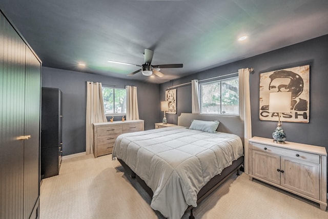 6812 Cumberland Rd, Fort Worth, TX 76116 - bedroom with baseboards, a ceiling fan, light carpet, and recessed lighting
