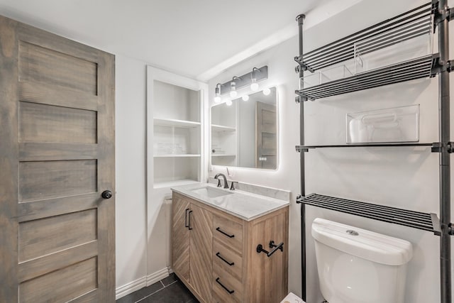 6812 Cumberland Rd, Fort Worth, TX 76116 - bathroom with vanity, toilet, and tile patterned floors
