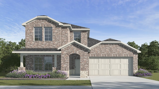 434 Drake Dr, Ferris, TX 75125 - view of front facade with an attached garage, driveway, and brick siding