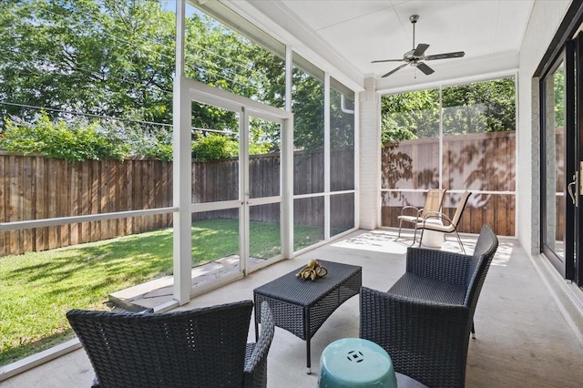 3770 W 5th St, Fort Worth, TX 76107 - sunroom featuring ceiling fan and healthy amount of natural light