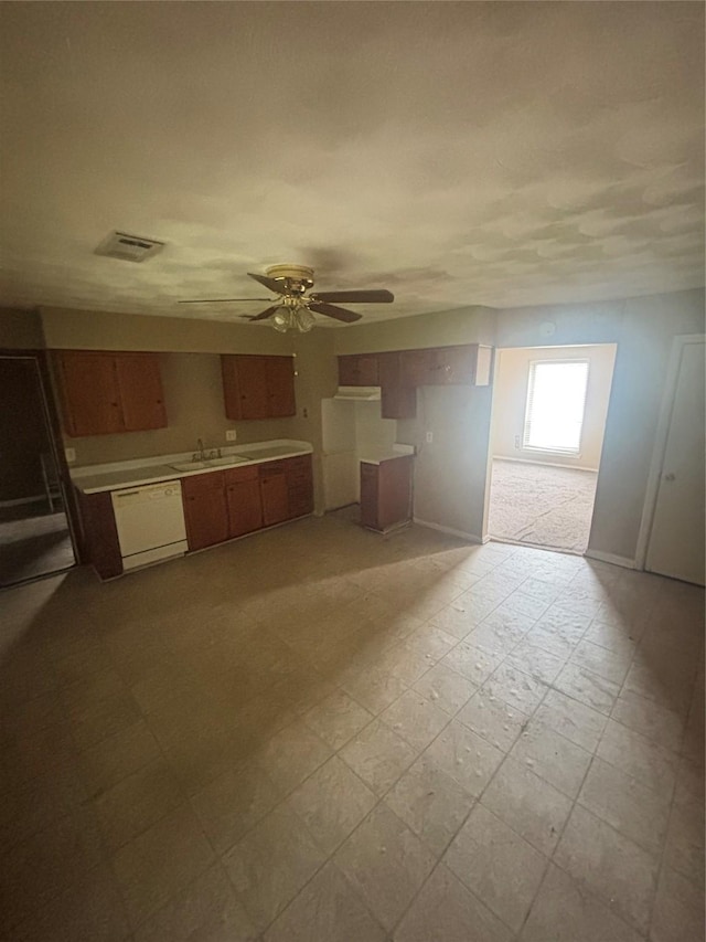 2730 Eastbrook Dr, Mesquite, TX 75150 - unfurnished living room with a sink, ceiling fan, and light flooring