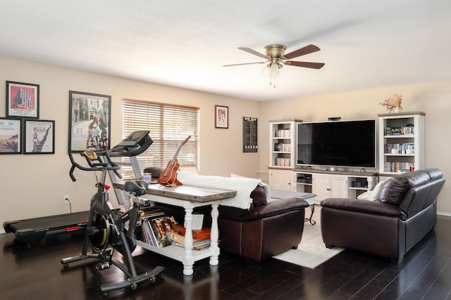 2300 Ash Grove Trl, Fort Worth, TX 76112 - exercise area with a ceiling fan and wood finished floors