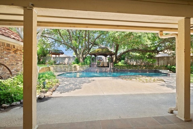 3519 Lake Powell Dr, Arlington, TX 76016 - view of swimming pool with a gazebo, a patio area, and a fenced backyard