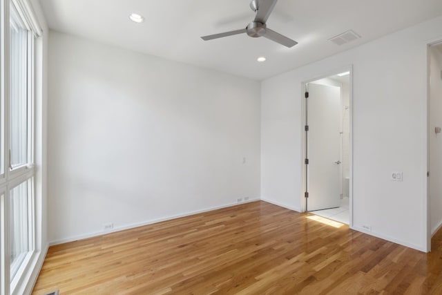 2706 Throckmorton St Unit C, Dallas, TX 75219 - unfurnished bedroom with light wood-style floors, recessed lighting, baseboards, and ceiling fan