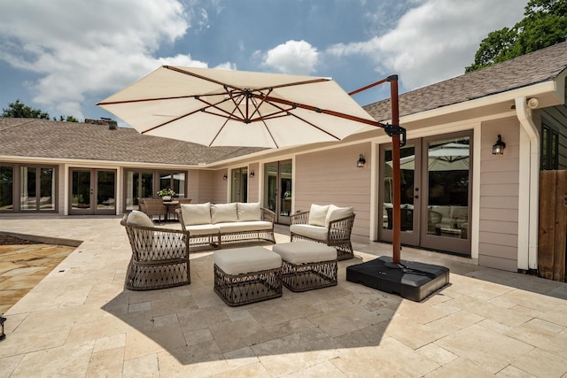 610 Sunset Ct, Argyle, TX 76226 - view of patio / terrace featuring french doors and outdoor lounge area