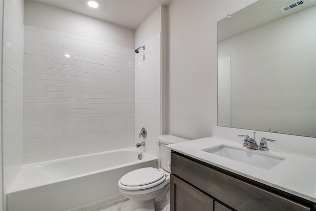 1302 Lowhill Dr, Royse City, TX 75189 - bathroom featuring toilet, vanity,  shower combination, and tile patterned flooring